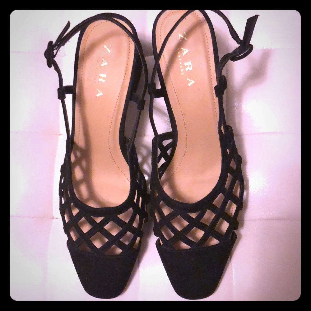 Zara Slingback Black Flats